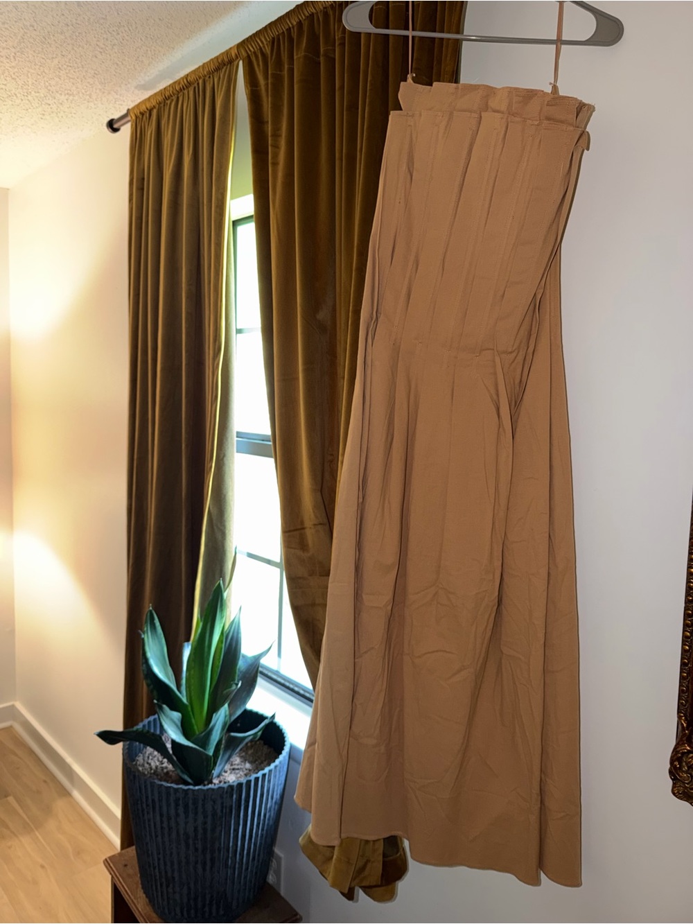 Women's Strapless Camel Maxi Dress